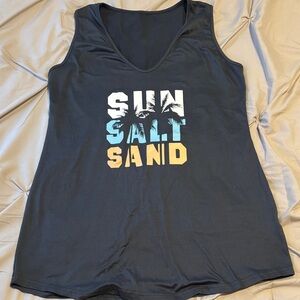 Dark Gray Graphic Swim Cover Up To "Sun Salty Sand"